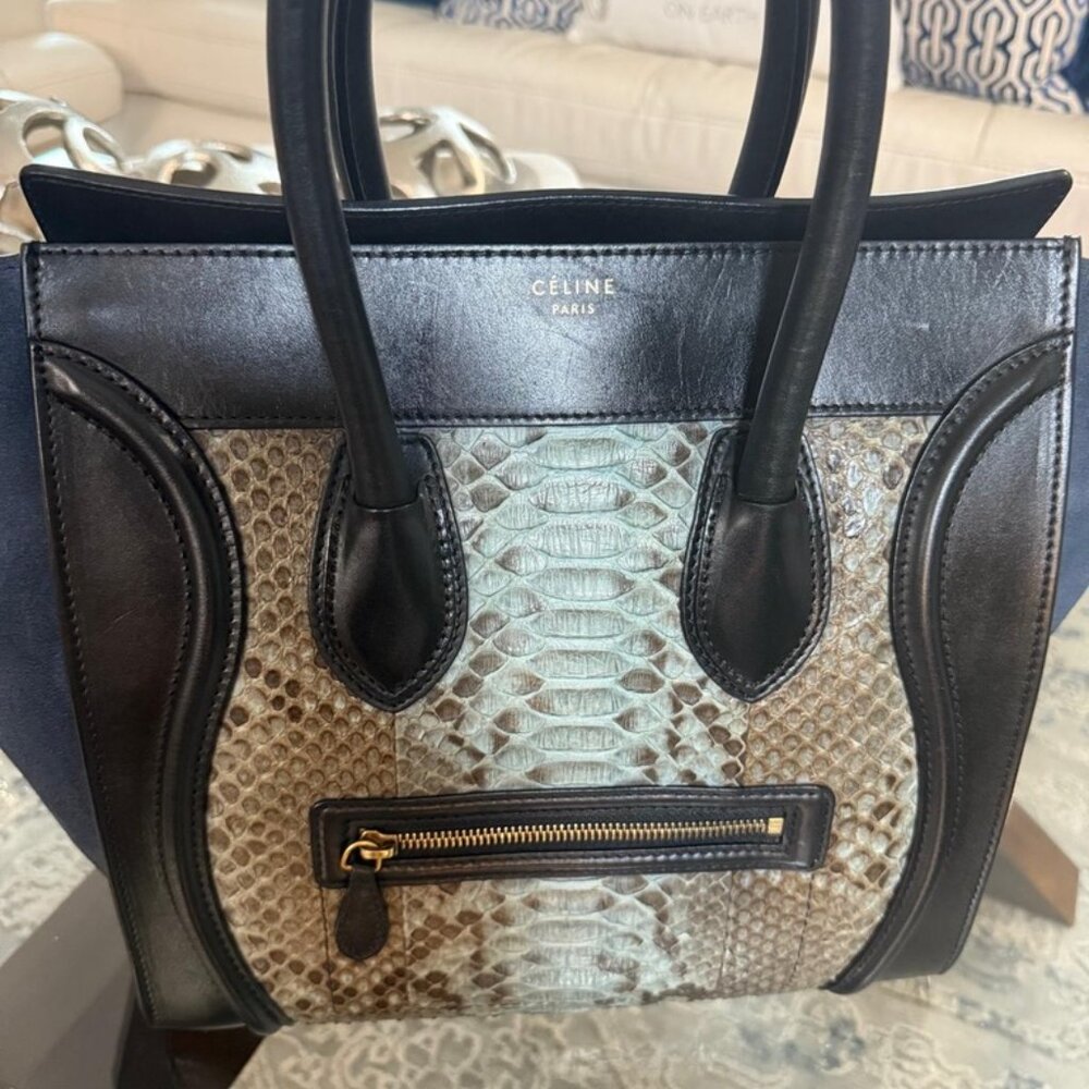 Celine Phyton Suede Large Tote Bag - Picture 2 of 7